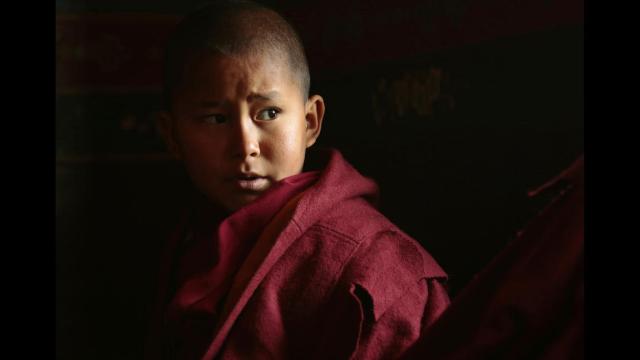 WHAT IS TIBET'S FUTURE?  A YOUNG MONK BY NAME TENZIN SONAN IN TRAINING  AT TSECHOKLING MONASTERY.