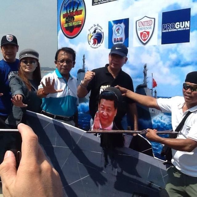 RED DRAGON - RED CHINA - AGGRESSION IN WEST PHILIPPINE SEA : PROTEST ON JULY 25, 2015. RAFAEL ALUNAN WITH MARTIN DINO BELLE ENRIQUEZ AND DANTE JIMENEZ.