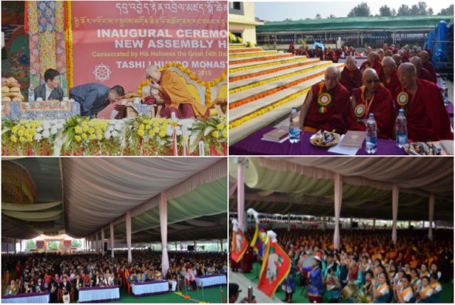 TIBETANS WILL GET BACK TIBET. TIBET IS ALWAYS TIBETAN. INAUGURAL CEREMONY OF NEW ASSEMBLY HALL AT TASHI LHUNPO MONASTERY, BYLAKUPPE, COORG, KARNATAKA, INDIA.
